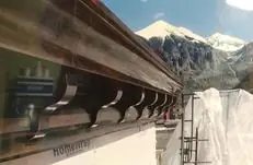 Deck railing with a mountain view